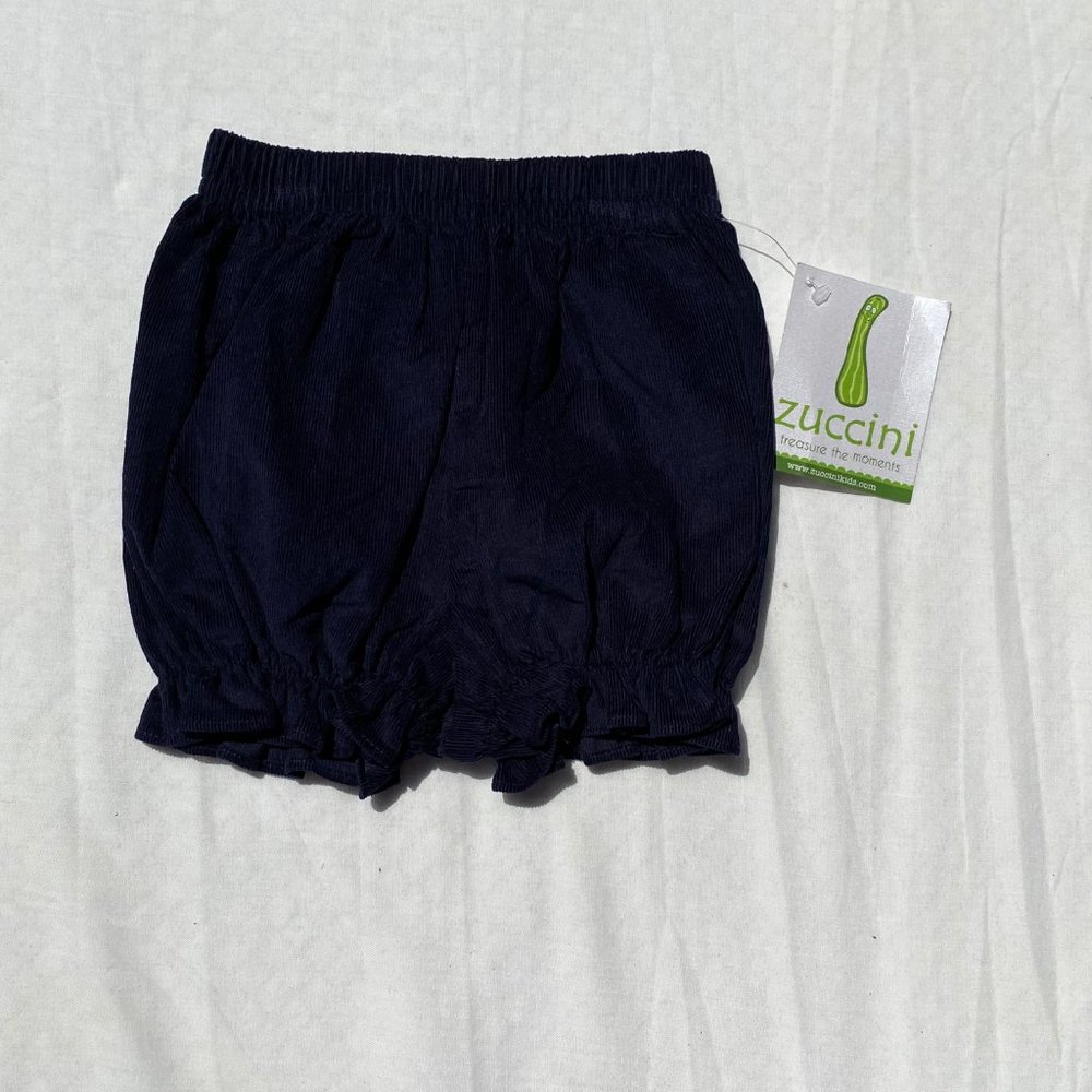 NWT ZUCCINI Girl's Basic Blue Corduroy Bloomer Diaper Cover Shorts 3, 6 months